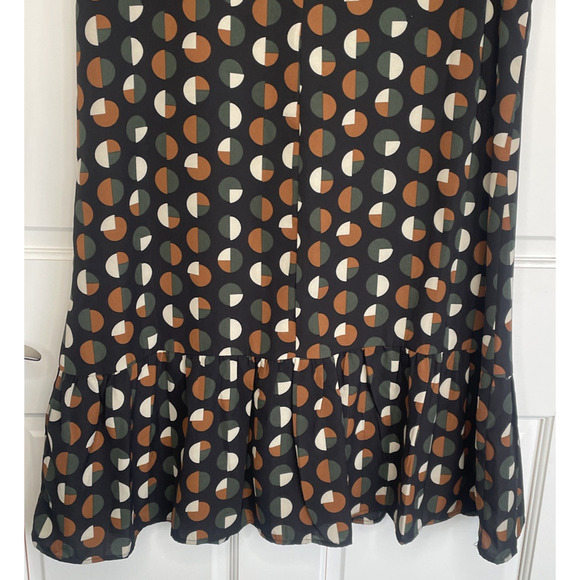 THML Women's Smocked Mini Dress Size S Black Short Sleeve Modern Geo Ruffle Boho - Picture 9 of 11